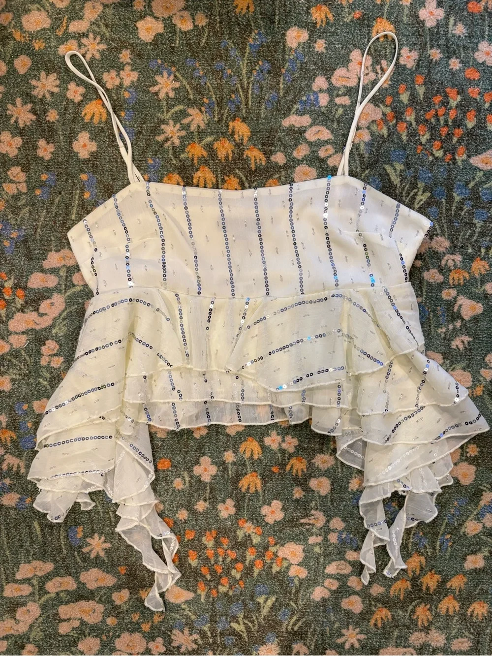 Zara Ruffled Sequined cami - Picture 3 of 5